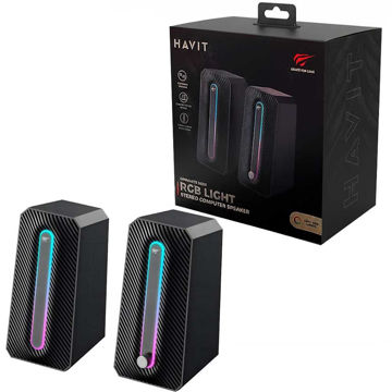 خرید اسپیکر گیمینگ دوتکه لپ تاپ هویت مدل HAVIT SK216 RGB Light مشکی