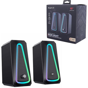 خرید اسپیکر گیمینگ دوتکه لپ تاپ هویت مدل HAVIT SK208 PRO RGB Light مشکی