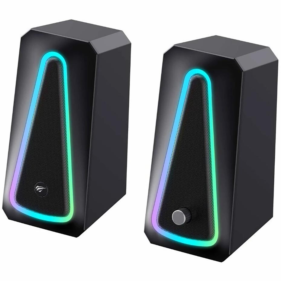 ابعاد اسپیکر گیمینگ دوتکه لپ تاپ هویت مدل HAVIT SK208 PRO RGB Light مشکی
