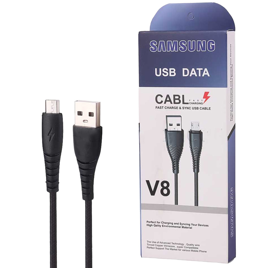 کابل شارژ میکرو طرح سامسونگ مدل SAMSUNG Micro USB V8 مشکی طول 1 متر