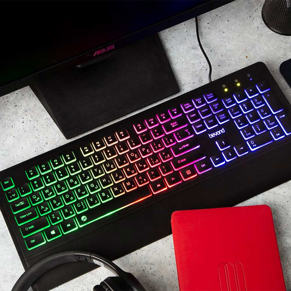 مشخصات کیبورد سیم دار بیاند مدل BEYOND BK-7210RGB مشکی