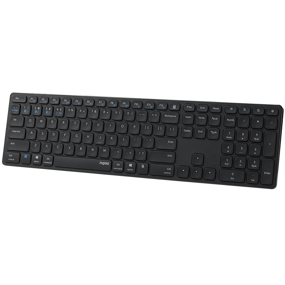 ابعاد کیبورد بی سیم رپو مدل RAPOO E 9550 L خاکستری