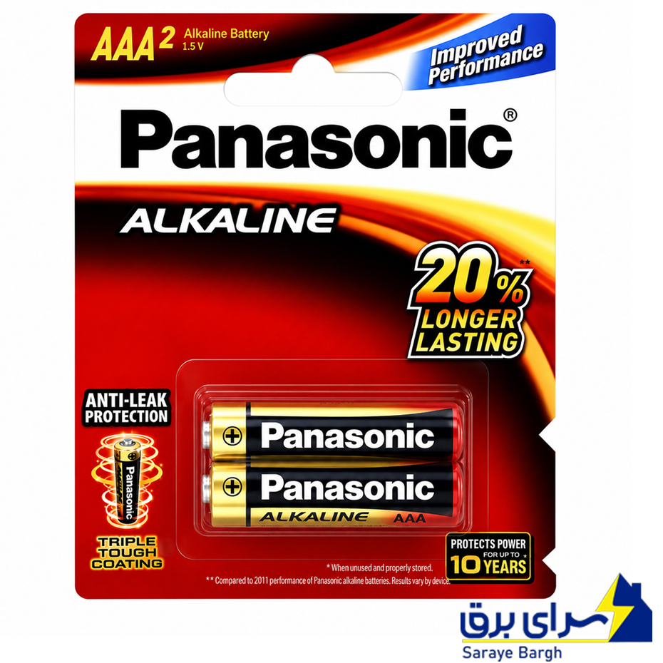 باتری آلکالاین نیم قلم پاناسونیک 2 کارتی مدل PANASONIC AAA ADVANCED