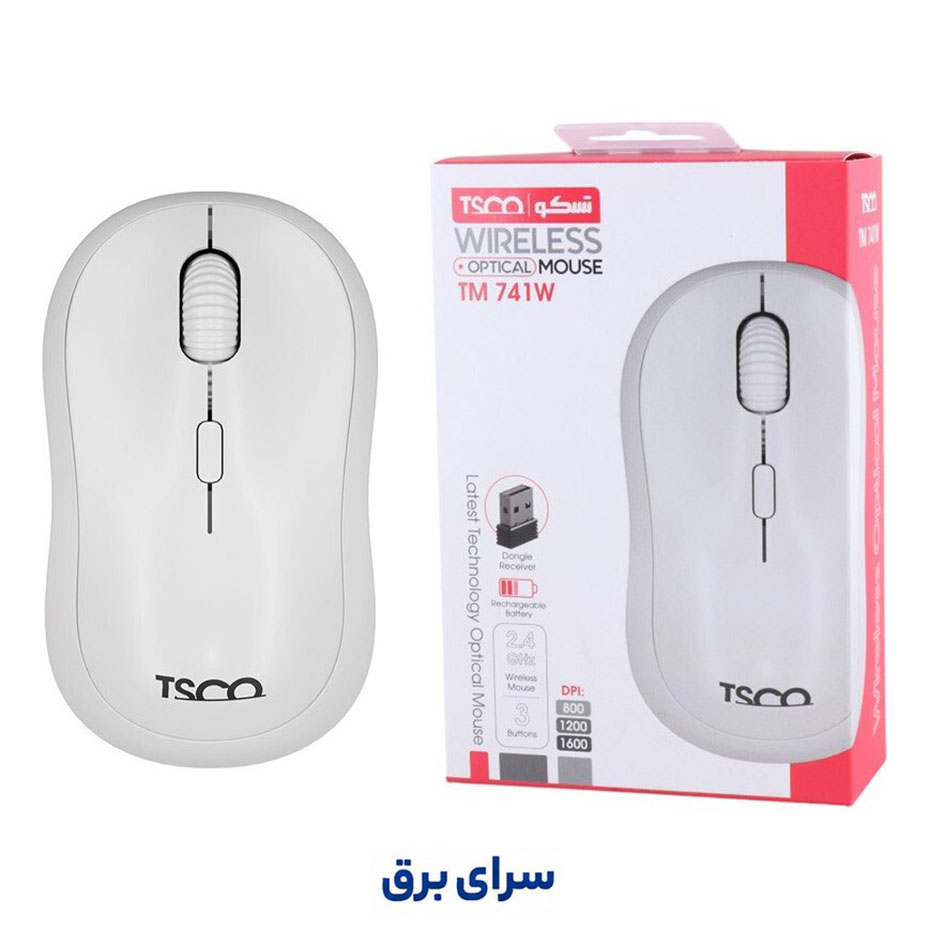 خرید ماوس بی سیم تسکو مدل TSCO TM741W سفید