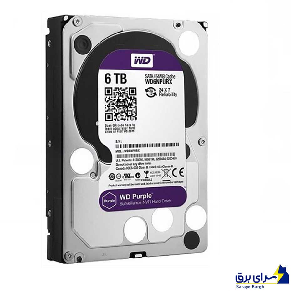 خرید هارد اینترنال وسترن دیجیتال مدل Western Digital Purple 6TB بنفش