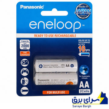 باتری قلمی قابل شارژ پاناسونیک مدل BK-3MCCE/4BT eneloop 2000 mha بسته 2 عددی