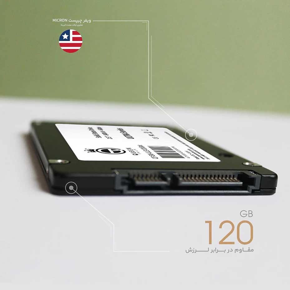ابعاد هارد SSD اینترنال کوئین تک مدل QUEEN TECH 120GBگارانتی مادام العمر
