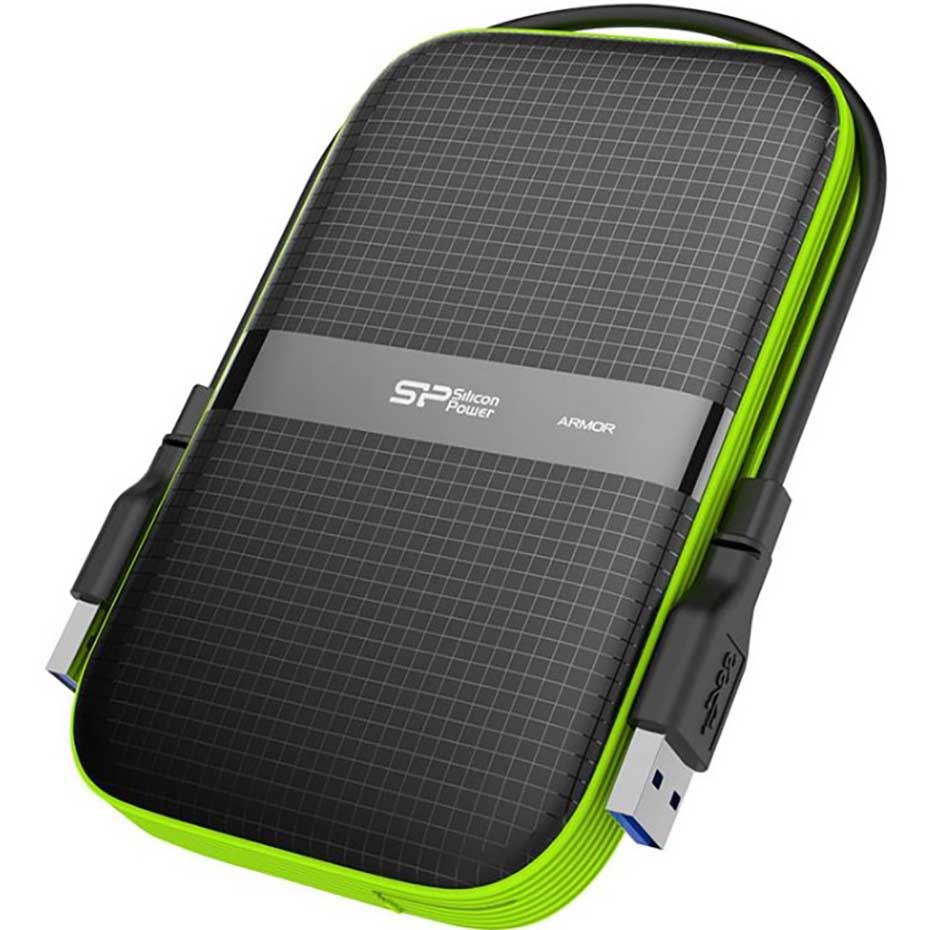 ابعاد هارد اکسترنال سیلیکون پاور مدل Silicon Power Armor A60 5TB مشکی سبز +هدیه فلش سیلیکون پاور Touch T01 32GB