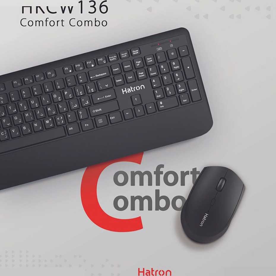 کیبورد و ماوس بی سیم هترون مدل Hatron HKCW136 مشکی