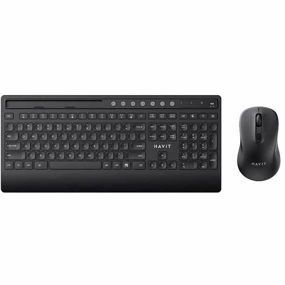ابعاد کیبورد و ماوس بی سیم هویت مدل HAVIT KB-242GCM مشکی