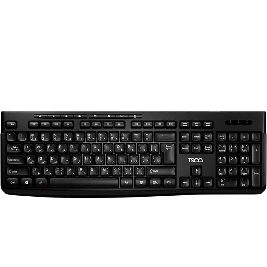 مشخصات کیبورد و ماوس بی سیم تسکو مدل TSCO TKM 7027W مشکی
