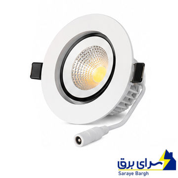 خرید چراغ سقفی توکار گرد متحرک 7 وات پارس شعاع توس مدل COB