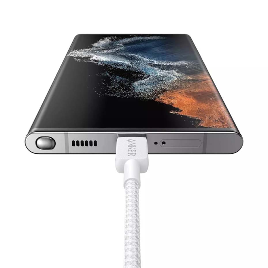 ابعاد کابل شارژ تایپ سی انکر مدل ANKER 322 A81H5H21 سفید طول 0.9 متر