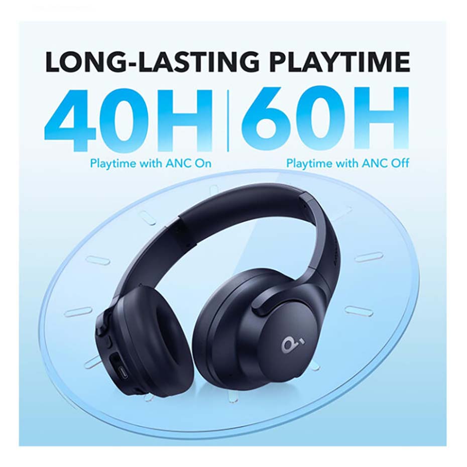 ابعاد هدست بی سیم انکر مدل ANKER Soundcore A3004H22 Q20i سفید