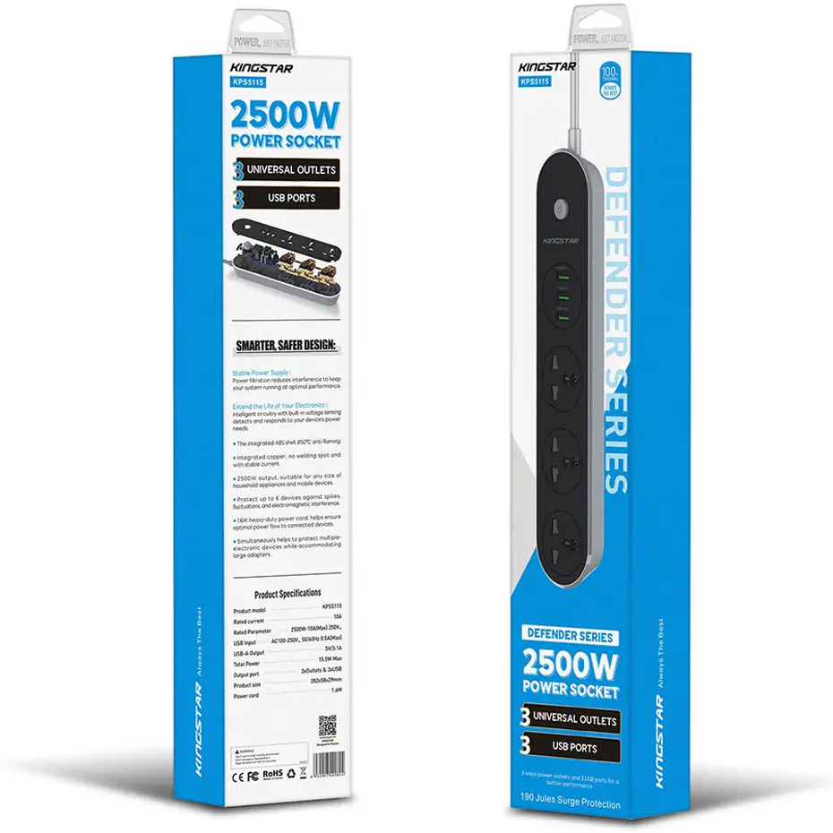 قیمت چند راهی برق و USB کینگ استار مدل KPS5115