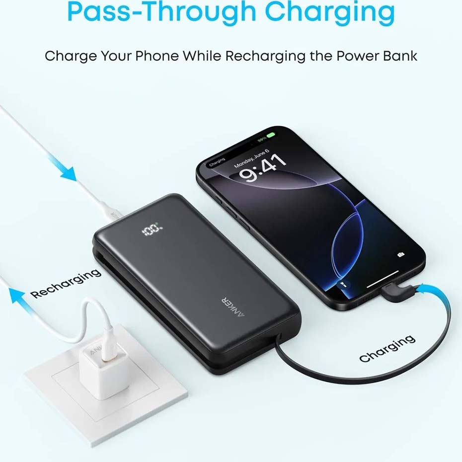 ابعاد پاوربانک انکر مدل ANKER Zolo A110EH11 20000mAh 22.5W مشکی