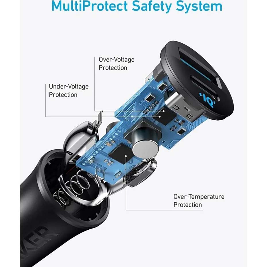 ابعاد شارژر فندکی انکر مدل ANKER A2741H11 30W مشکی