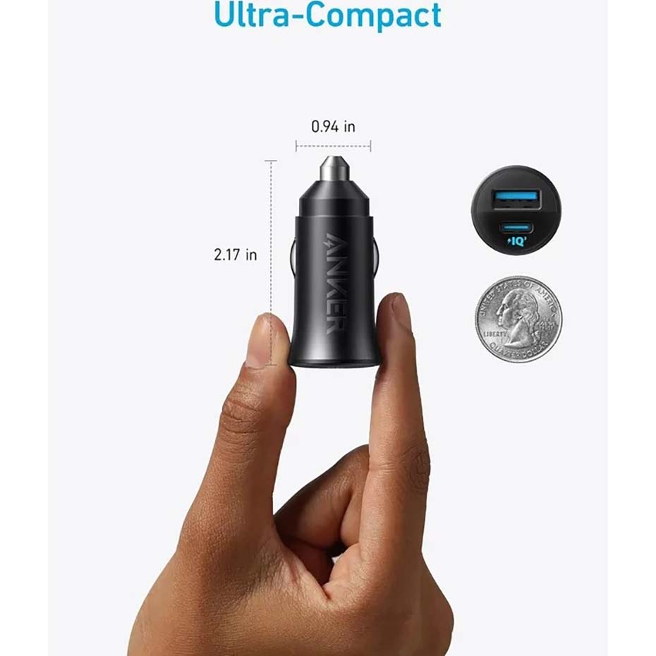 ابعاد شارژر فندکی انکر مدل ANKER A2741H11 30W مشکی