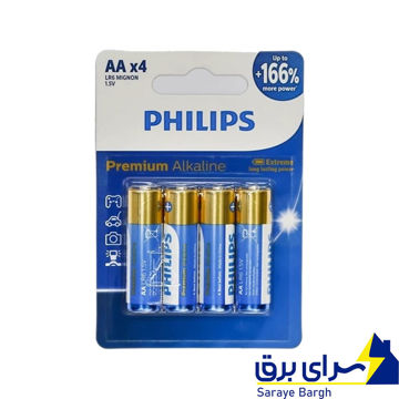 خرید باتری قلمی فیلیپس اصل Premium Alkaline AA بسته ۴ عددی