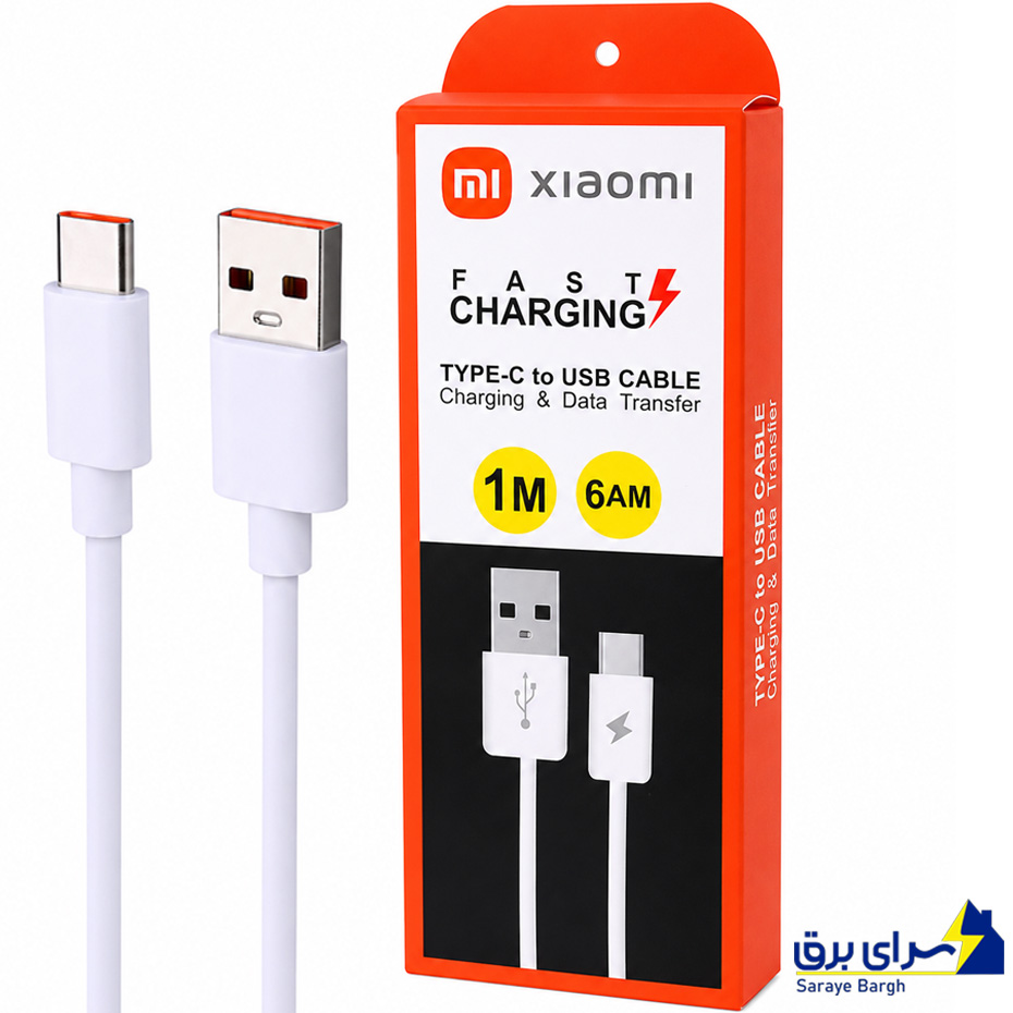 خریدکابل شارژ تایپ سی طرح شیائومی مدل XIAOMI Type-C 6 AM طول 1 متر