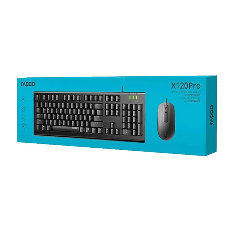 قیمت کیبورد و ماوس سیم دار رپو مدل RAPOO X 120 PRO مشکی