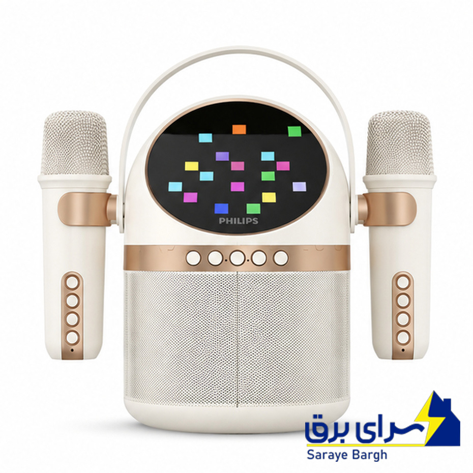  اسپیکر بلوتوثی پرتابل میکروفن دار کارائوکه فیلیپس مدل PHILIPS TAS2509WT سفید