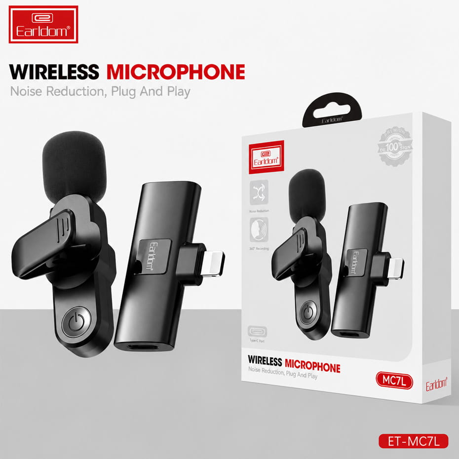 میکروفن بی سیم یقه ای ارلدام مدل EARLDOM MC7L LIGHTNING