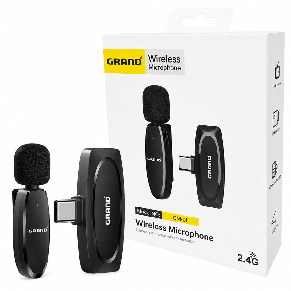 میکروفن یقه ای بی سیم گرند مدل GRAND GM-01