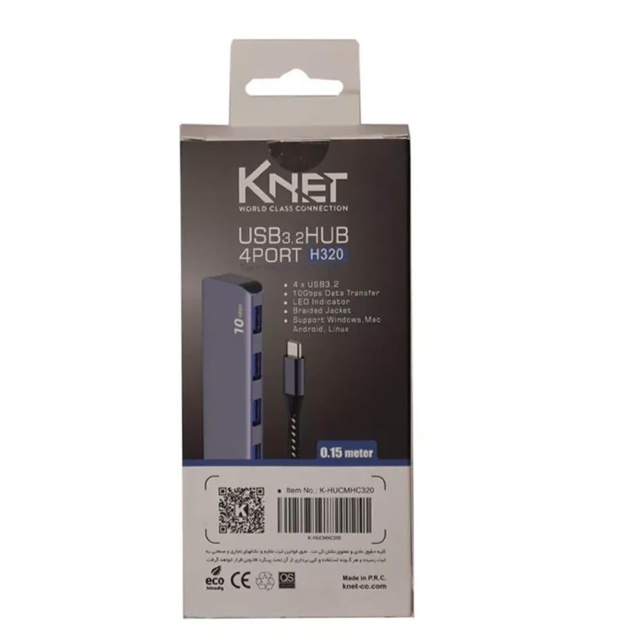 هاب تایپ سی کی نت مدل KNET K-HUCMHC320 4PORT TYPE-C USB 3.0