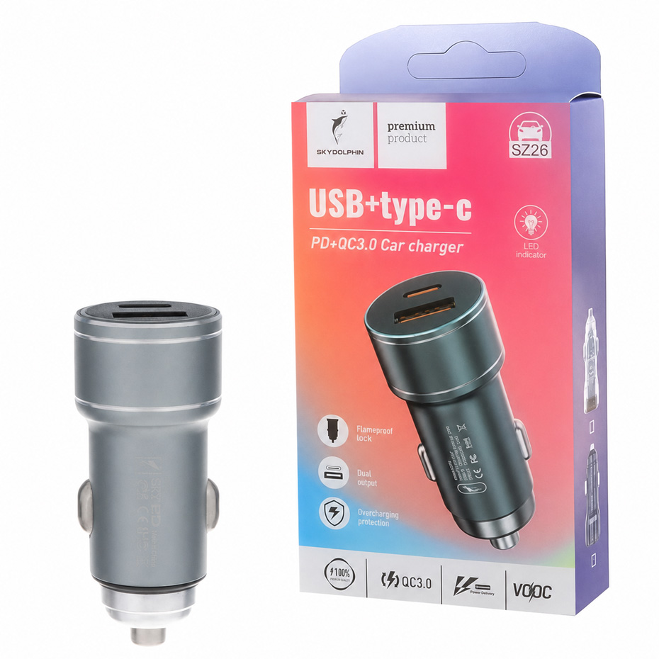 شارژر فندکی اسکای دلفین مدل SKYDOLPHIN SZ26 20W