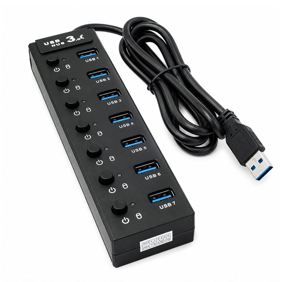 قیمت هاب کی نت مدل KNET K-HUAMH 907 1.2M 7Port H9 USB3 کلید دار
