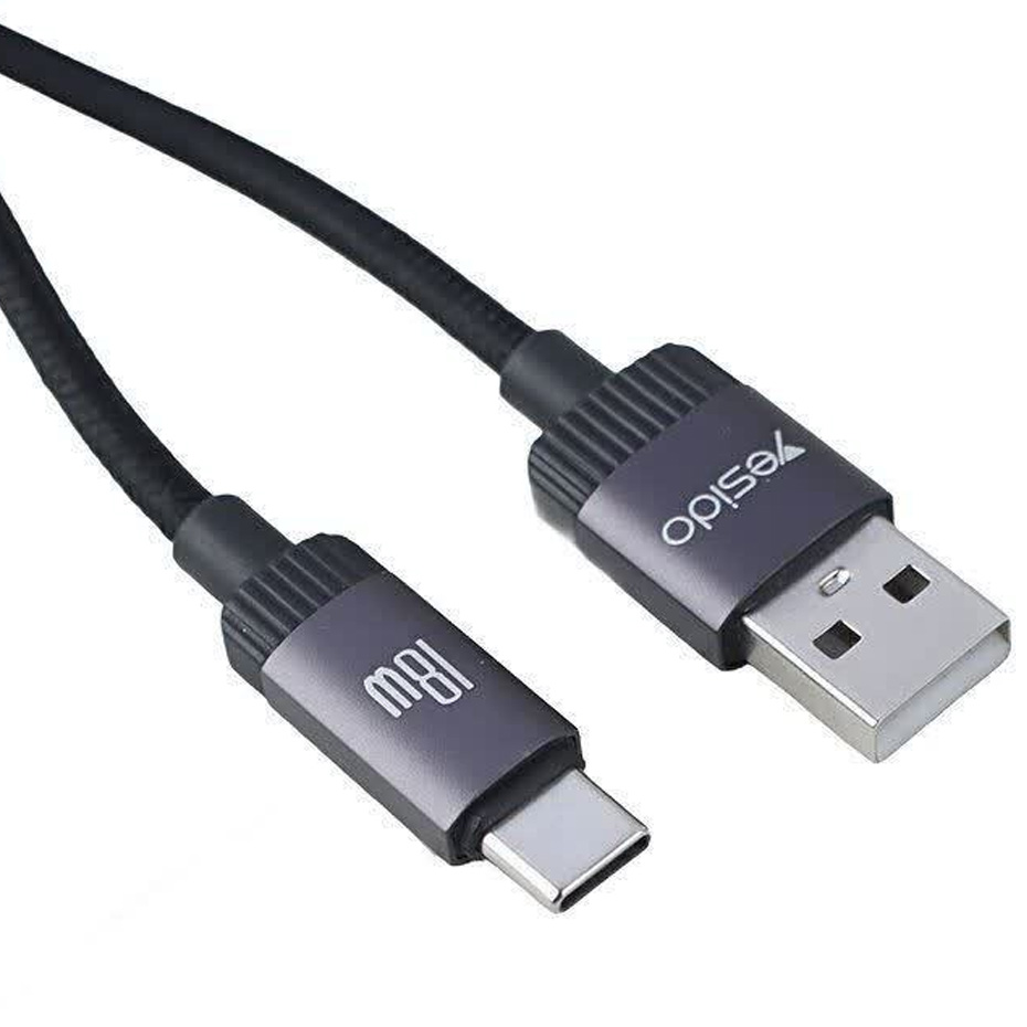کابل شارژ تایپ سی یسیدو مدل YESIDO CA204C 18W مشکی طول 1 متر
