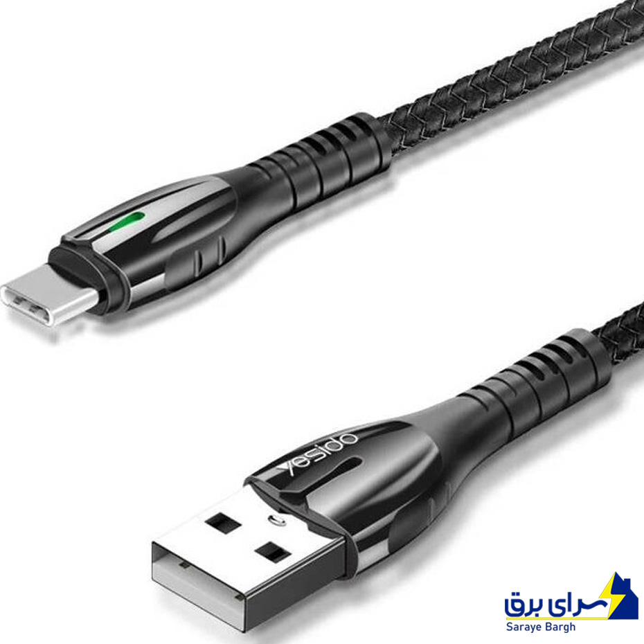کابل شارژ تایپ سی یسیدو مدل YESIDO CA43 Type-C مشکی طول 1.2 متر