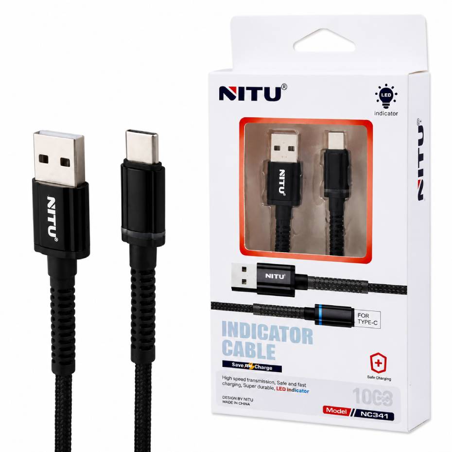 مشخصات کابل شارژ تایپ سی نیتو مدل NITU NC341 مشکی طول 1 متر