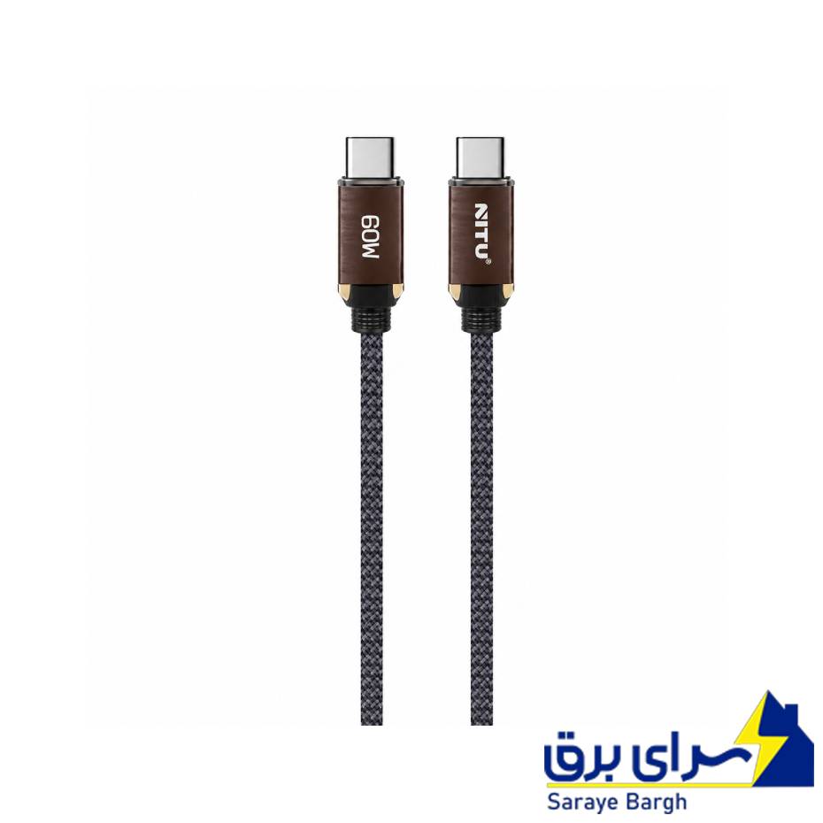 خرید کابل شارژ دو سر تایپ سی نیتو مدل NITU NC362 60W مشکی طول 1 متر