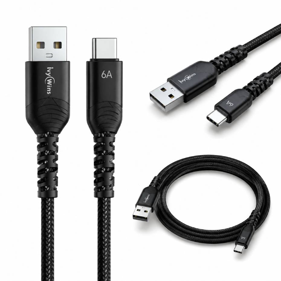 خرید کابل شارژ تایپ سی مدل IVY WINS MA025 Type-C مشکی طول 1 متر