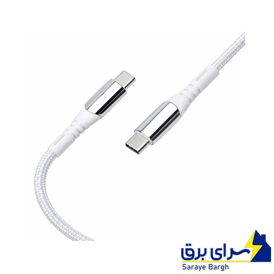 خرید کابل شارژ دو سر تایپ سی بیاند مدل BEYOND BCC-501 USB-C to USB-C 60W سفید طول 1 متر