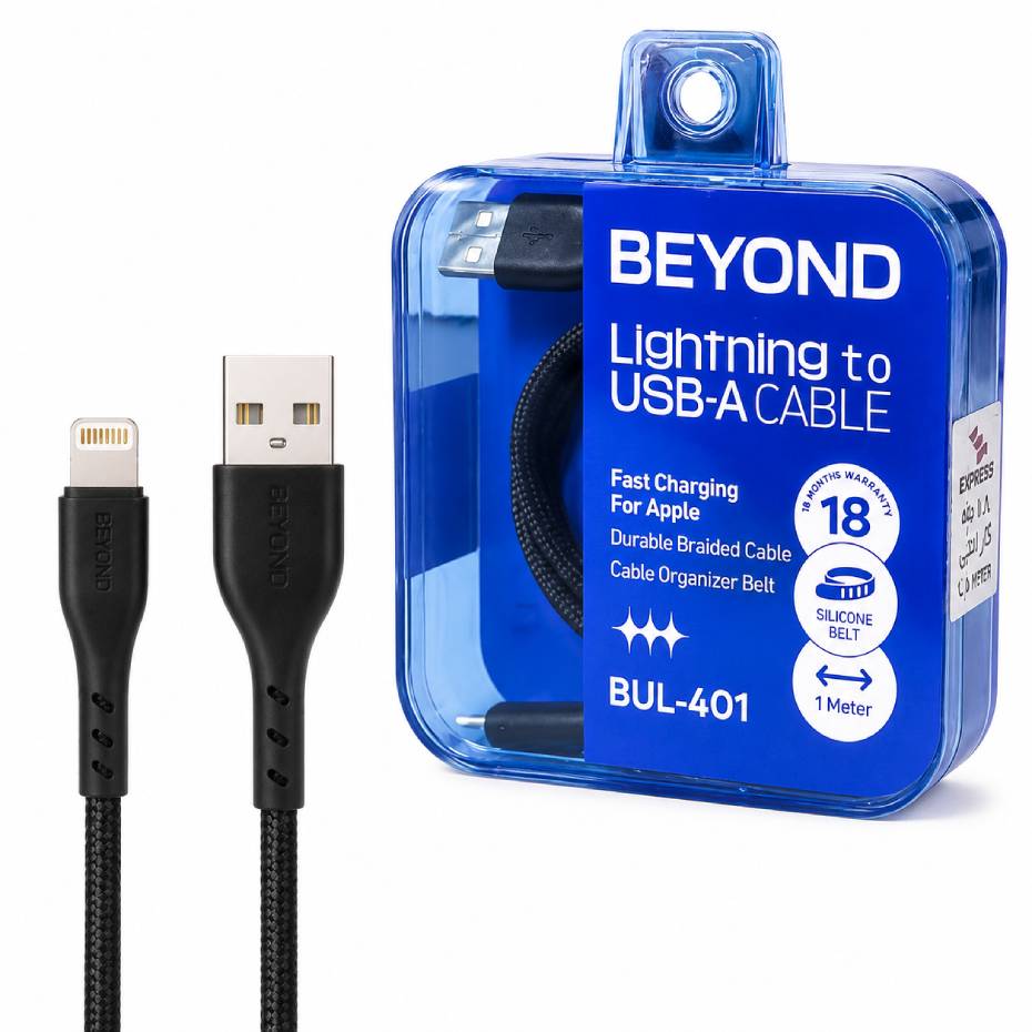 مشخصات کابل شارژ لایتنینگ بیاند مدل BEYOND BUL-401 Lightning مشکی طول 1 متر