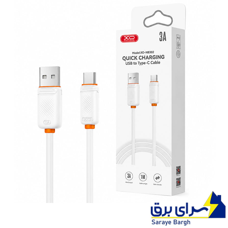 خرید کابل شارژ تایپ سی ایکس او مدل XO NB302 طول 1 متر