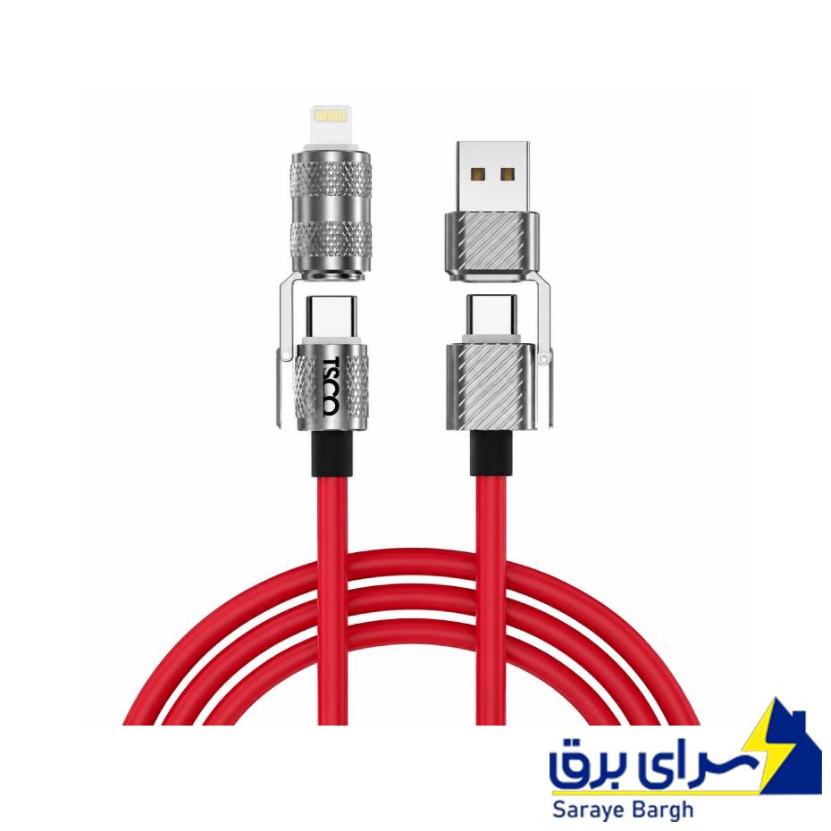 خرید کابل شارژ چند کاره گیمینگ تسکو مدل TSCO GCA240 240W 2M 4in1 قرمز