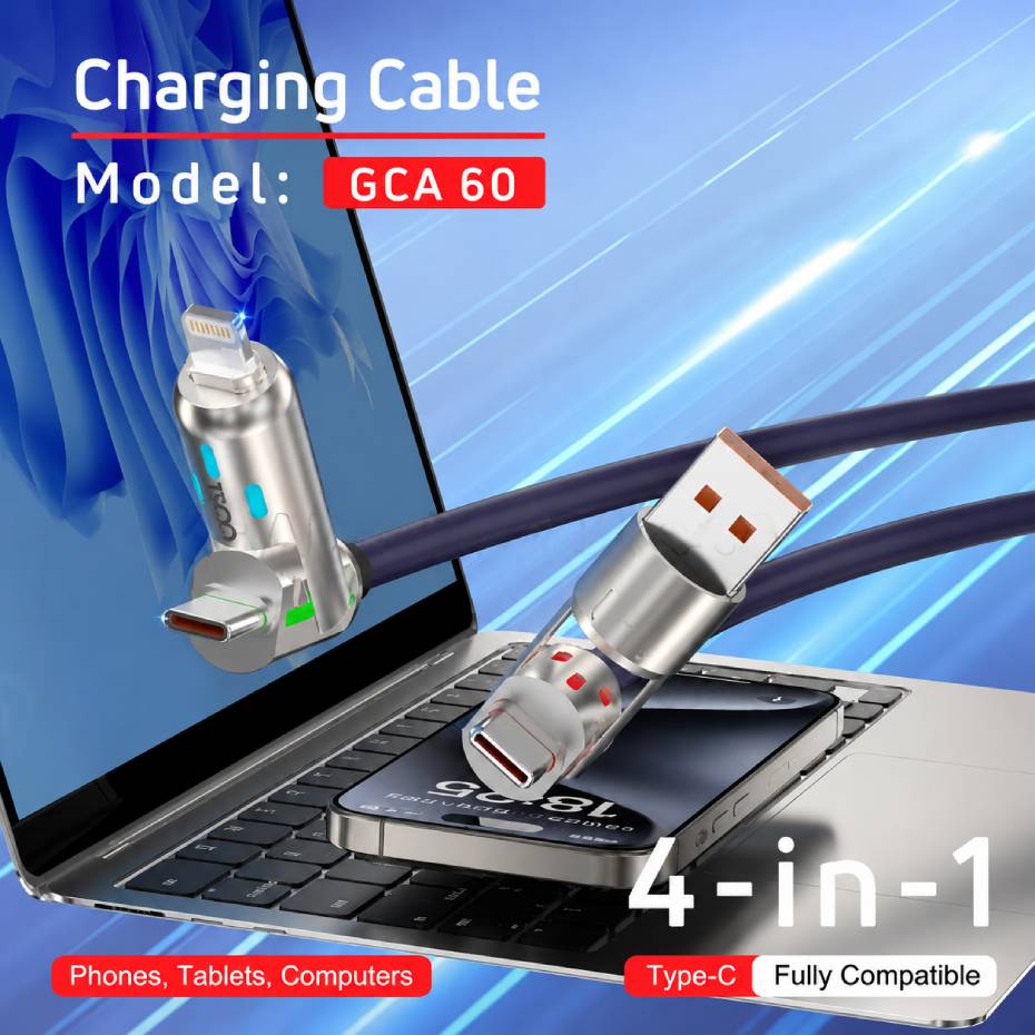قیمت کابل شارژ چند کاره گیمینگ تسکو مدل TSCO GCA60 60W 2M 4in1 مشکی