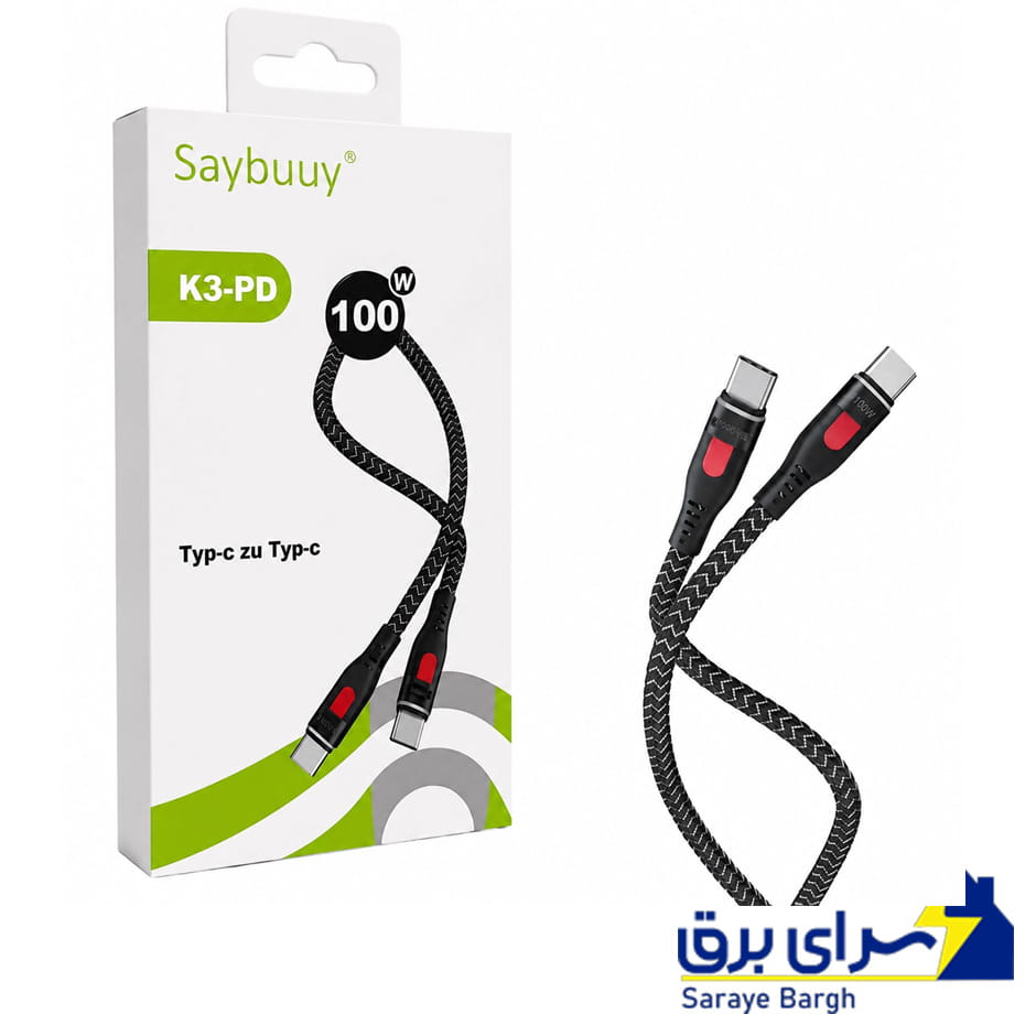 خرید کابل شارژ دو سر تایپ سی سی بای مدل SAYBUUY 20W K3-PD مشکی طول 1 متر