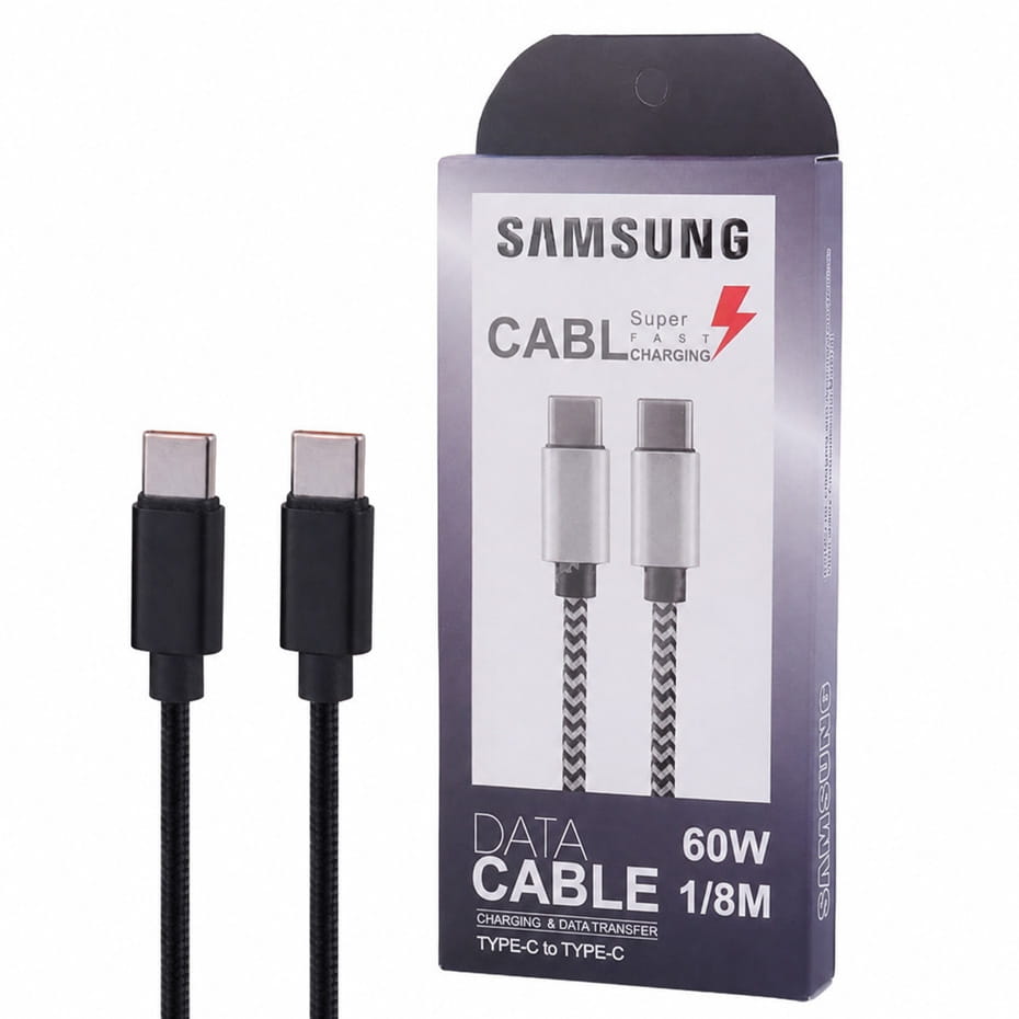 خرید کابل شارژ دو سر تایپ سی طرح سامسونگ مدل SAMSUNG Type-C to Type-C 60W طول 1.8 متر