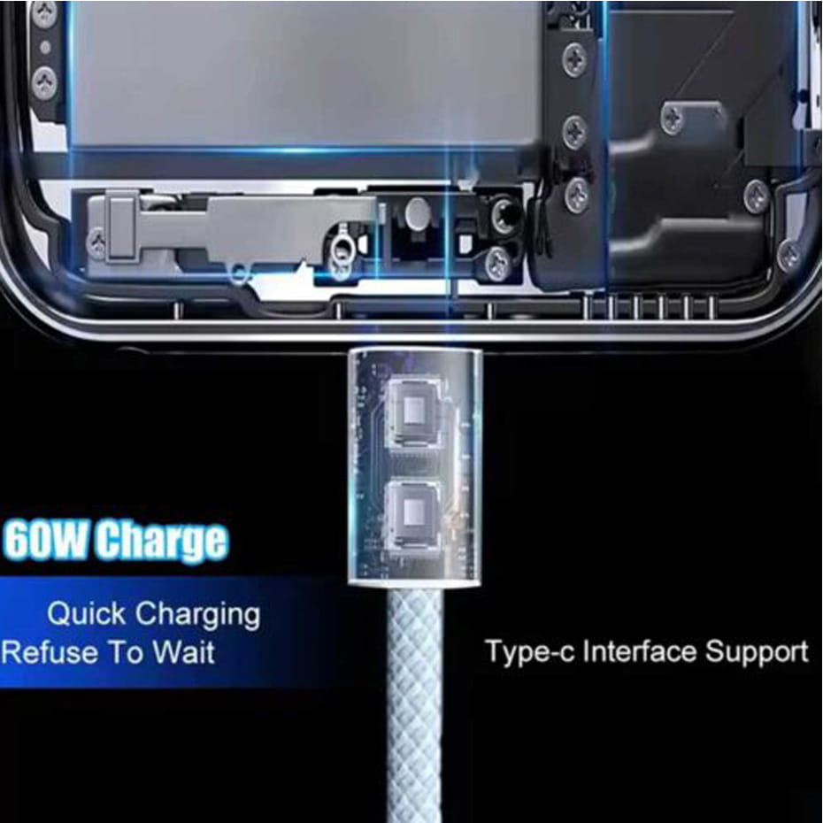 کابل شارژ دو سر تایپ سی اپل مدل iphone 16 Pro Max USB-C to USB-C 60w طول 1 متر