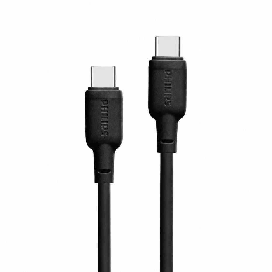 مشخصات کابل شارژ دو سر تایپ سی فیلیپس مدل PHILIPS DLC6541CB 65W مشکی طول 2 متر