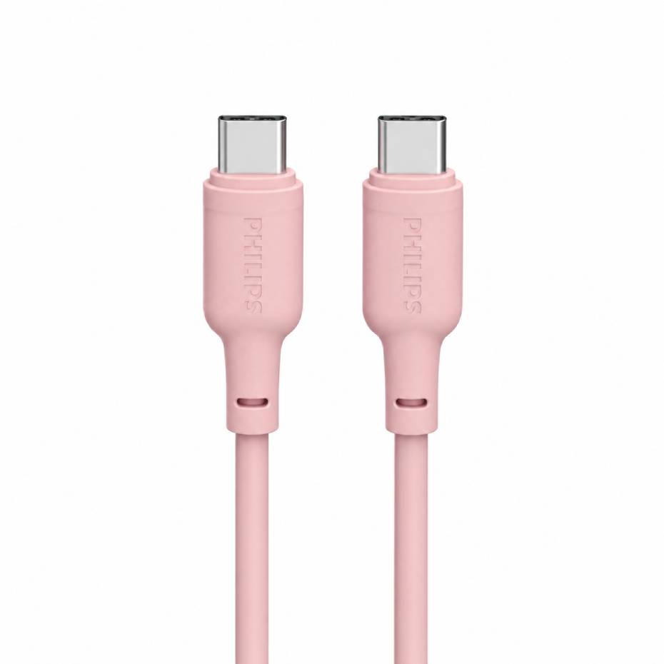 قیمت کابل شارژ دو سر تایپ سی فیلیپس مدل PHILIPS DLC6541CP صورتی طول 1.2 متر