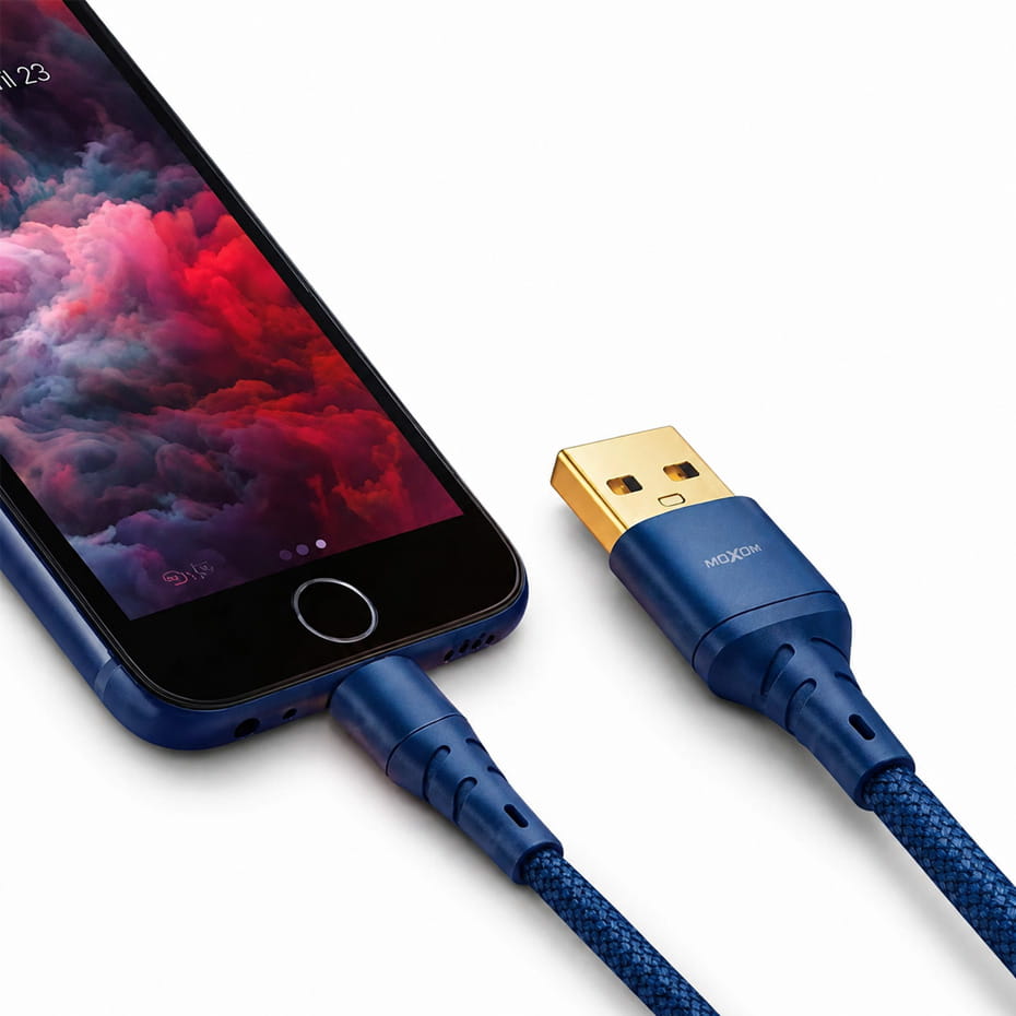 کابل شارژ لایتنینگ موکسوم مدل MOXOM KH-16i IPHONE بدون پک طول 1 متر