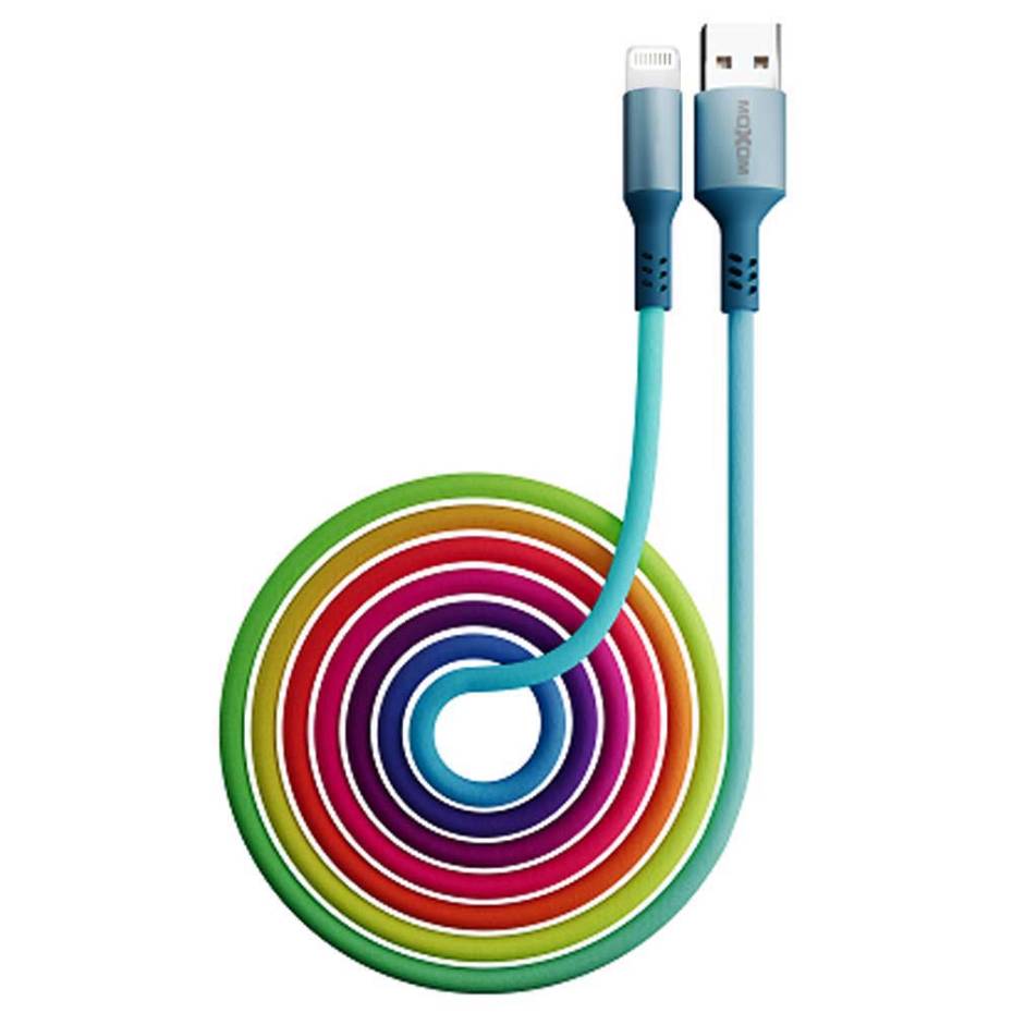 قیمت کابل شارژ لایتنینگ موکسوم مدل MOXOM KH-100 IPHONE رنگین کمان طول 1 متر