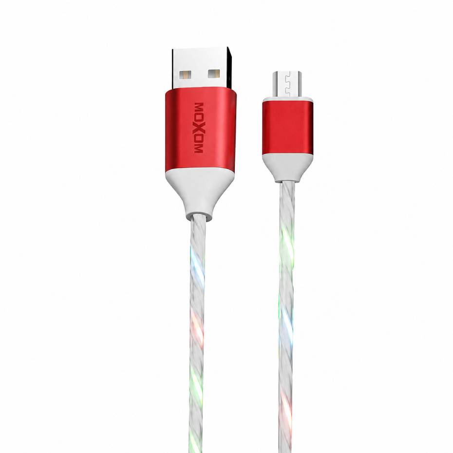 قیمت  کابل شارژ میکرو موکسوم MOXOM KH-68 LED MICRO صورتی طول 1 متر