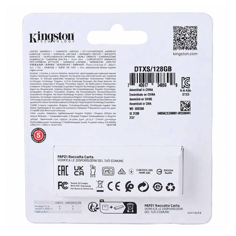 مشخصات فلش کینگستون مدل Kingston DataTraveler ExodiaS USB3.2‎ 128GB